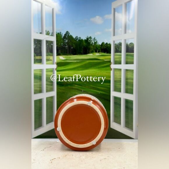 Azahar Orange/White Ceramic Planter Pot with Saucer Attached - Picture 9 of 10